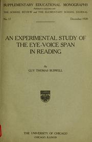 Cover of: An experimental study of the eye-voice span in reading