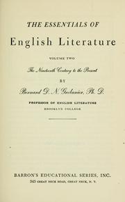 The essentials of English literature by Bernard D. N. Grebanier
