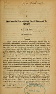 Cover of: Experimentelle Untersuchungen über die Physiologie der Spongien