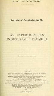 Cover of: experiment in industrial research