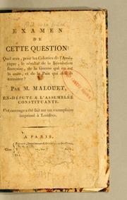 Cover of: Examen de cette question by Malouet, Pierre-Victor baron