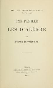 Une famille les d'Alègre by Pierre de Vaissière