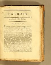 Cover of: Extrait des registres des délibérations de l'Assemblée générale de la partie françoise de Saint-Domingue. Séance du vingt mai 1790