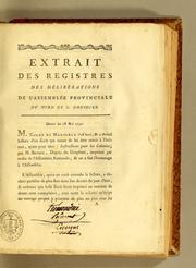 Cover of: Extrait des registres des déliberations de l'Assemblée provinciale du Nord de Saint-Domingue: Séance du 18 mai 1790