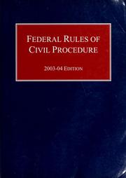 Cover of: Federal rules of civil procedure