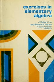 Cover of: Exercises in elementary algebra by J. Richard Lux