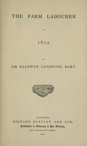 Cover of: farm labourer in 1872