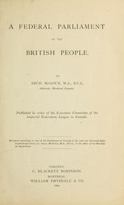 Cover of: A federal parliament of the British people. by Archibald McGoun
