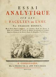 Cover of: Essai analytique sur les facultés de l'ame
