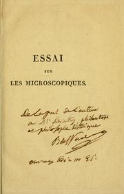 Cover of: Essai d'une classification des animaux microscopiques.: Extrait du tome II (Zoophytes), Histoire naturelle de l'Encyclop©die m©thodique.
