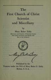 Cover of: The first Church of Christ, scientist, and miscellany