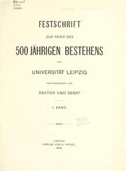 Cover of: Festschrift zur feier des 500jährigen bestehens der Universität Leipzig