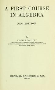 Cover of: A first course in algebra