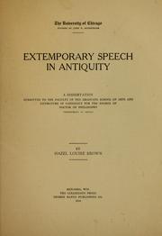 Cover of: Extemporary speech in antiquity