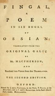 Cover of: Fingal, a poem in six books, by Ossian