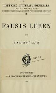 Cover of: Fausts Leben, vom Maler Müller.