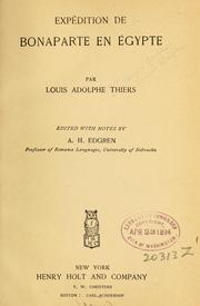Cover of: Expédition de Bonaparte en Égypte by Adolphe Thiers