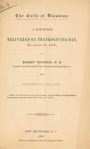Cover of: evils of disunion: a discourse delivered on Thanksgiving day, December 12, 1850