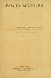 Cover of: Family manners by Elizabeth Glover [pseud.] by Elizabeth Glover