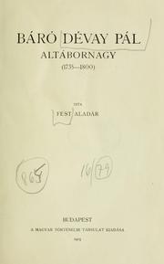 Cover of: Báró Dévay Pál altábornagy, 1735-1800