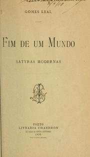 Cover of: Fim de um mundo by Gomes Leal