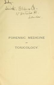 Cover of: Forensic medicine and toxicology by J. Dixon Mann