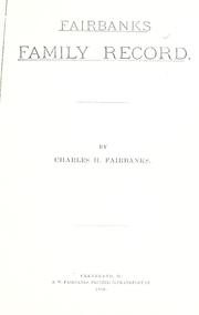 Cover of: Fairbanks family record.