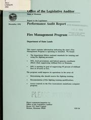 Cover of: Fire management program, Department of State Lands: performance audit report