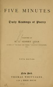 Cover of: Five minutes dialy readings of poetry by Henrietta Louisa Lear