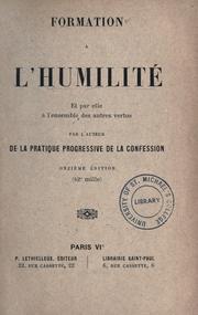 Cover of: Formation à l'humilité et par elle à l'ensemble des autres vertus