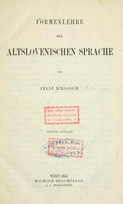 Cover of: Formenlehre der Altslovinischen Sprache.