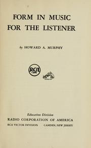 Cover of: Form in music for the listener.