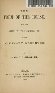 Cover of: form of the horse as it lies open to inspection of the ordinary observer