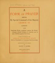 Cover of: form of prayer issued bu special command of His Majesty George III, London 1776
