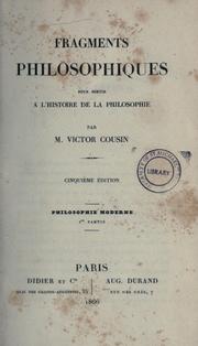 Cover of: Fragments philosophiques pour servir à l'histoire de la philosophie