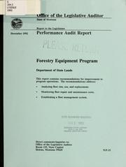 Cover of: Forestry equipment program, Department of State Lands: performance audit report