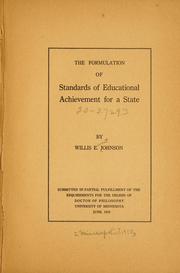 Cover of: The formulation of standards of educational achievement for a state