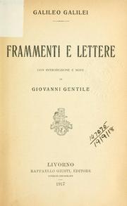Cover of: Frammenti e lettere