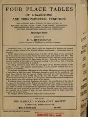 Cover of: Four place tables of logarithms and trigonometric functions by E. V. Huntington