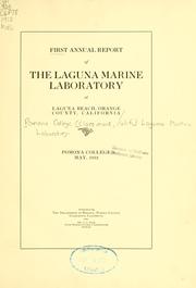 First annual report of the Laguna Marine Laboratory at Laguna Beach, Orange County, California by Pomona College (Claremont, Calif.). Laguna Marine Laboratory.