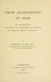Cover of: From Shakespeare to Pope by Edmund Gosse