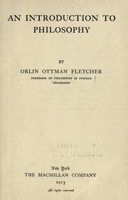 Cover of: An introduction to philosophy. by Orlin Ottman Fletcher