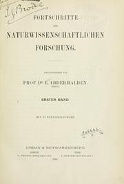 Cover of: Fortschritte der naturwissenschaftlichen Forschung.: Hrsg. von E. Abderhalden.