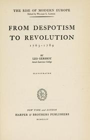 Cover of: From despotism to revolution, 1763-1789