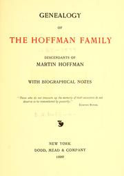 Cover of: Genealogy of the Hoffman family: descendants of Martin Hoffman, with biographical notes ...