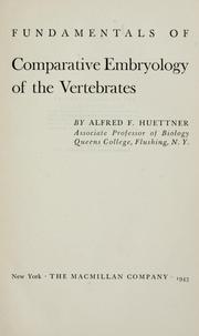 Cover of: Fundamentals of comparative embryology of the vertebrates