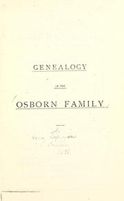 Cover of: Genealogy of the Osborn family by Henry Runyan, Henry Runyan