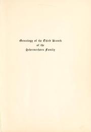 Cover of: Genealogy of a part of the third branch of the Schermerhorn family in the United States