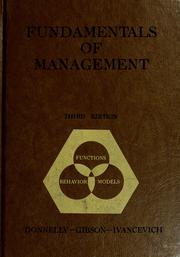 Cover of: Fundamentals of management by James H. Donnelly