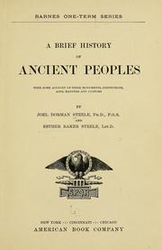 Cover of: A brief history of ancient peoples by Joel Dorman Steele